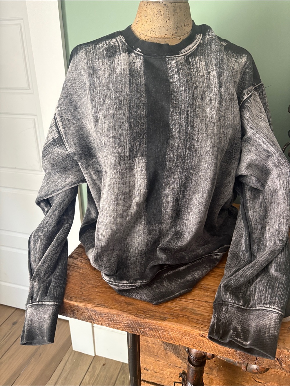 Zara Washed Black Crewneck Sweatshirt